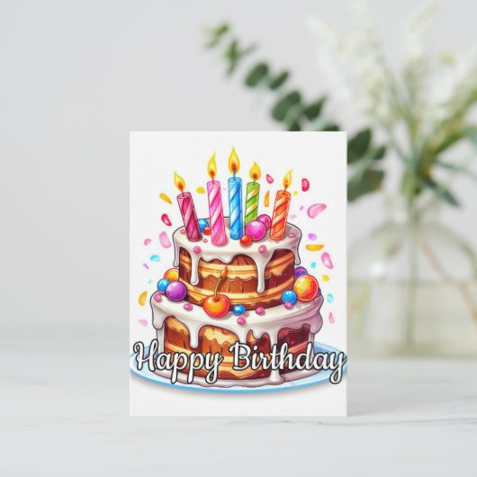 Fijne verjaardag briefkaart (Staand voorkant)