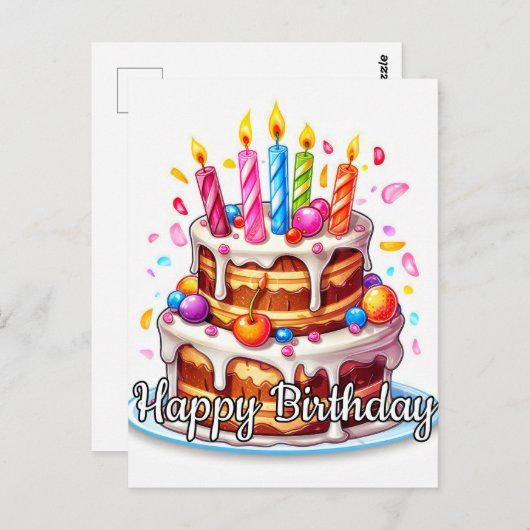 Fijne verjaardag briefkaart (Voorkant / Achterkant)