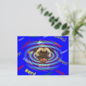 Fijne verjaardag!!! Crazy Pug-Briefkaart Briefkaart (Staand voorkant)