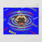 Fijne verjaardag!!! Crazy Pug-Briefkaart Briefkaart (Voorkant)