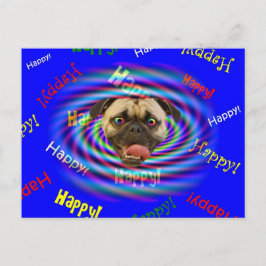 Fijne verjaardag!!! Crazy Pug-Briefkaart Briefkaart