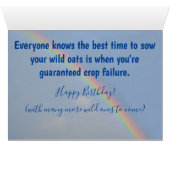 Fijne verjaardag De beste tijd om wilde haver te z (Binenzijde Horizontaal (Onderkant))