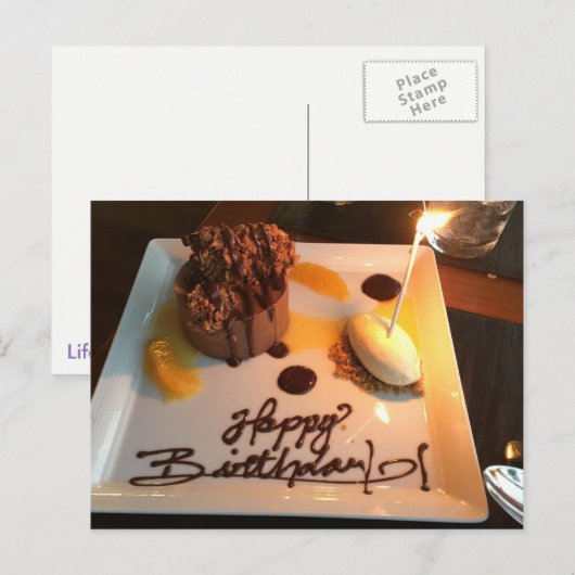 Fijne verjaardag dessert briefkaart (Voorkant / Achterkant)