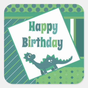 Fijne verjaardag dinosaurusstickers vierkante sticker