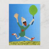 Fijne verjaardag eend hardlopen met ballon grappig briefkaart (Voorkant)