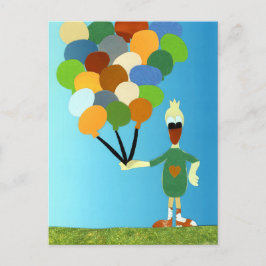 Fijne verjaardag eend met vrolijke ballonnen feest briefkaart