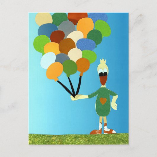 Fijne verjaardag eend met vrolijke ballonnen feest briefkaart (Voorkant)