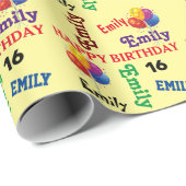 Fijne verjaardag Eigen naam & Leeftijd meisjes of  Cadeaupapier (Rol Hoek)