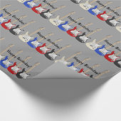 Fijne verjaardag, elektrische gitaren. cadeaupapier (Hoek)