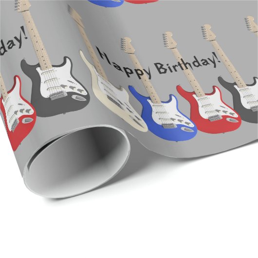 Fijne verjaardag, elektrische gitaren. cadeaupapier (Rol Hoek)
