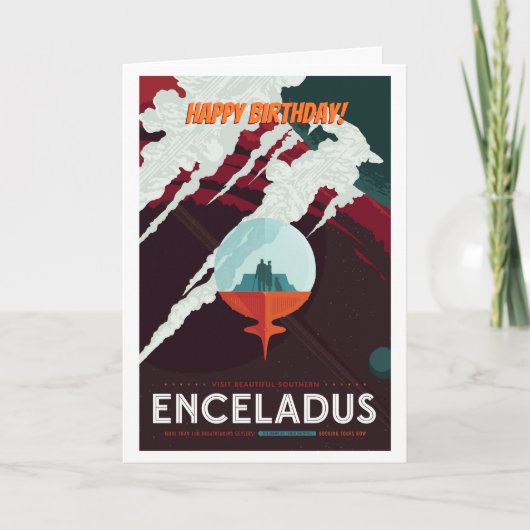  Fijne verjaardag! Enceladus Moon of Saturn Kaart (Voorkant)