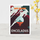  Fijne verjaardag! Enceladus Moon of Saturn Kaart (Gele Bloem)