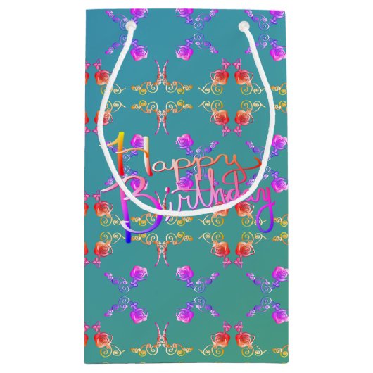 "Fijne verjaardag!" Faberge-achtig Klein Cadeauzakje (Achterkant)