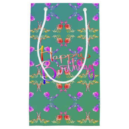 "Fijne verjaardag!" Faberge-achtig Klein Cadeauzakje (Voorkant)