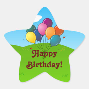 Fijne verjaardag!feestballonnen ster sticker