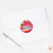 Fijne verjaardag, feestelijk en gezellig, ronde sticker (Envelop)