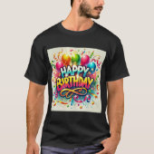 Fijne verjaardag feestelijke ballon viering t-shirt (Voorkant)