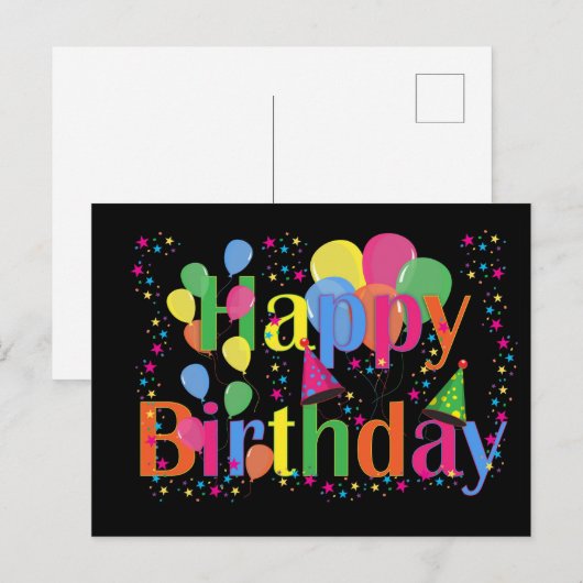 Fijne verjaardag, feestelijke verjaardag, feestdagenkaart (Voorkant / Achterkant)