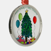 Fijne verjaardag, fijne kerst! metalen ornament (Rechts)