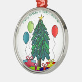 Fijne verjaardag, fijne kerst! metalen ornament (Links)