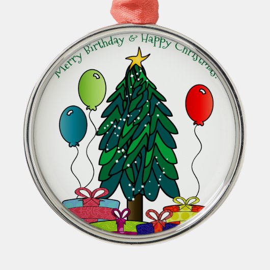 Fijne verjaardag, fijne kerst! metalen ornament (Voorkant)