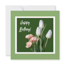 Fijne verjaardag fijne kunst witte tulp bloemen gr