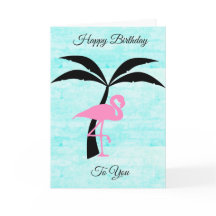 Fijne Verjaardag Flamingo en Palm Tree Kaart