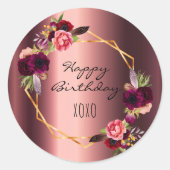 Fijne verjaardag flordia Bourgogne metallic Ronde Sticker (Voorkant)