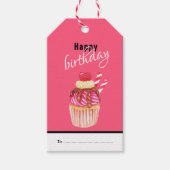Fijne verjaardag, Fun Pink Cupcake Gift Labels Cadeaulabel (Voorkant)