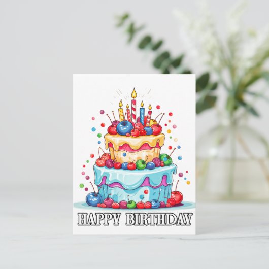 Fijne Verjaardag Gewenst Briefkaart (Staand voorkant)