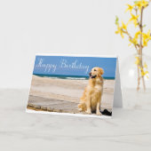 Fijne verjaardag Golden Retriever Puppy Dog Kaart (Gele Bloem)