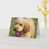 Fijne verjaardag Goldendoodle Dode Kaart (Gele Bloem)