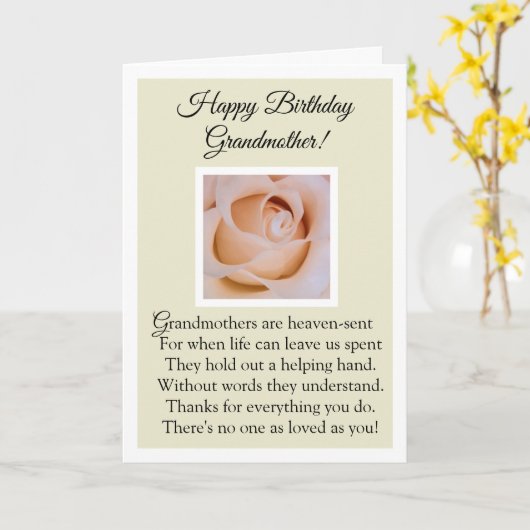 Fijne verjaardag grootmoeder kaart (Gele Bloem)