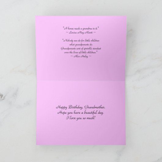 Fijne verjaardag grootmoeder Orchidee Card Kaart (Binnen)