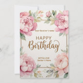 Fijne verjaardag, grote bloemen feestdagenkaart (Voorkant)