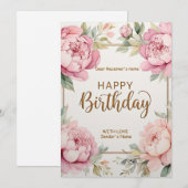 Fijne verjaardag, grote bloemen feestdagenkaart (Voorkant / Achterkant)