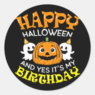 Fijne verjaardag Halloween Geboren Op Meisje Jonge Ronde Sticker