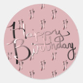 "Fijne verjaardag!" Handgeschreven met balletschoe Ronde Sticker (Voorkant)