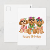 Fijne verjaardag Hawaiaanse Goldendoodle honden Briefkaart (Voorkant / Achterkant)