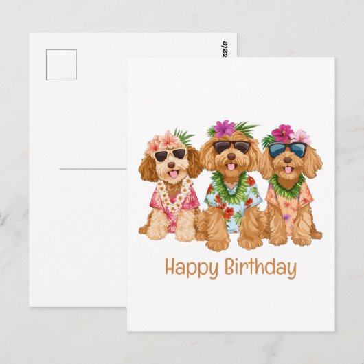Fijne verjaardag Hawaiaanse Goldendoodle honden Briefkaart (Voorkant / Achterkant)