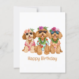 Fijne verjaardag Hawaiaanse Goldendoodle honden Briefkaart