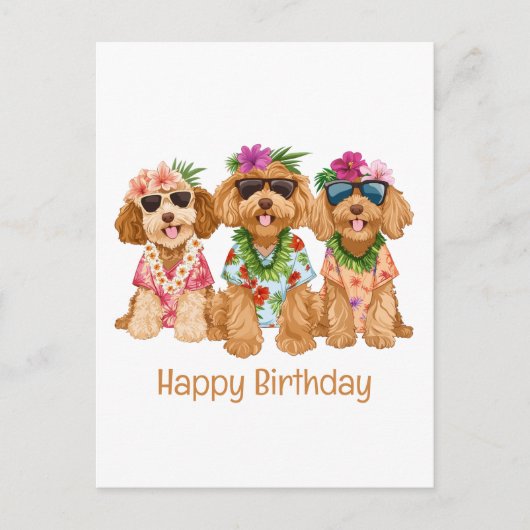 Fijne verjaardag Hawaiaanse Goldendoodle honden Briefkaart (Voorkant)