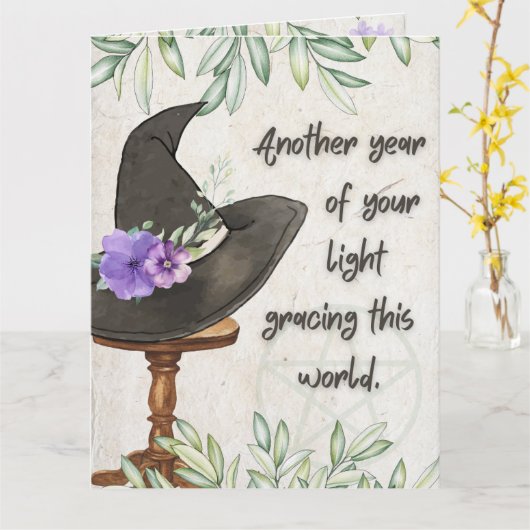 Fijne verjaardag, heks! kaart (Gele Bloem)