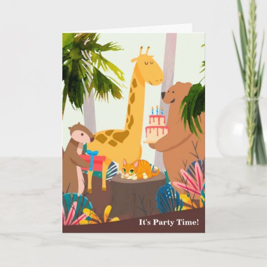 Fijne verjaardag, het is feest kaart (Voorkant)