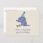 Fijne verjaardag hond met feesthoedje  briefkaart (Voorkant / Achterkant)