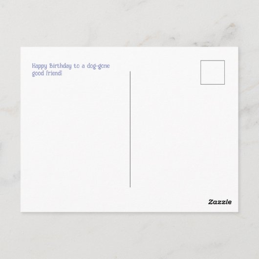 Fijne verjaardag hond met feesthoedje  briefkaart (Achterkant)