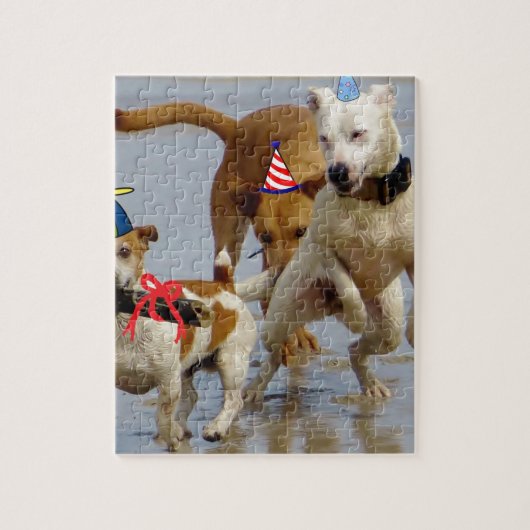 fijne verjaardag honden legpuzzel (Verticaal)