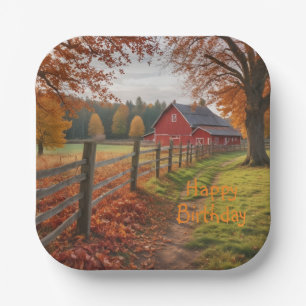 Fijne verjaardag in de herfst papieren bordje