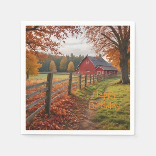 Fijne verjaardag in de herfst servet (Voorkant)