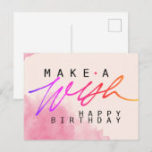 Fijne Verjaardag in Roze Briefkaart (Voorkant / Achterkant)